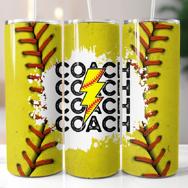 Softball Coach Tumbler Wrap,Softball Sublimation Designs,20 oz Skinny Tumbler Png