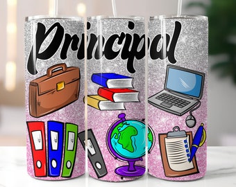 Principal Tumbler Wrap Png,School Sublimation Designs,20 oz Skinny Tumbler Png