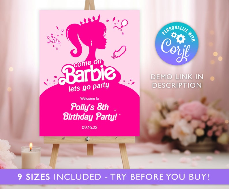 Editable Barbie Welcome Sign for Birthday Girl Pink Barbie - Etsy Canada
