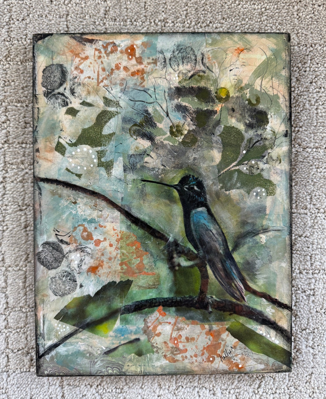 Mixed Media Collage Original Wall Art on Wood Panel - Etsy