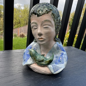 Hand sculpted pottery bust