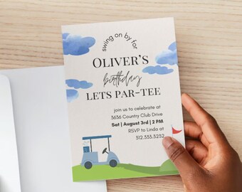 Golf-Themed Birthday Party Invitation | Golf Party Invite | Editable Digital Download | Bonus Welcome Poster