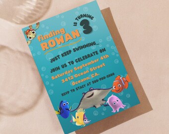 Finding Nemo Invitation | Kids or Toddler Birthday Invite | Digital Download | Editable and Printable Invitation