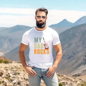 Unisex Heavy Cotton Tee My Dad Rocks, Retro Dad T-shirt, Comfort Colors Dad T-shirt, Retro Boho Dad T-shirt Gift