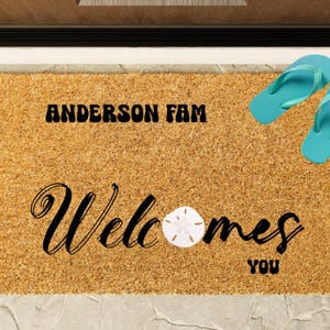 Personalized Welcome Doormat, Family Name Entry Rug, Housewarming Gift, Custom Indoor Outdoor Mat, Holiday Home Decor