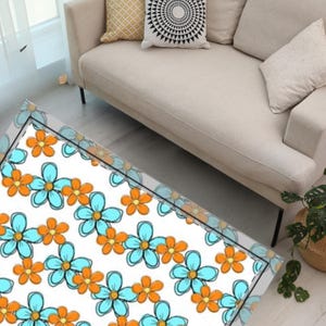 Floral Area Rug: Colorful Polyester Rug for Living Room Decor