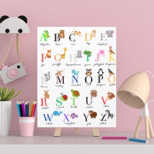 Animal Alphabet Nursery Canvas Print: Educational Kids Room Decor