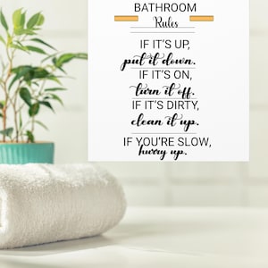 Bathroom Rules Canvas Art | Funny Bathroom Decor | Home Organization Sign | Gift for Friends | Wall Art | Bathroom Wall Decor