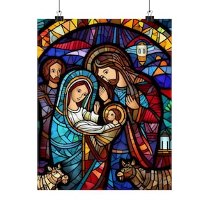 Pósteres verticales mate Nacimiento del niño Jesús Decoración de pared navideña Decoración de pared con tema religioso cristiano Impresión artística, Regalo de decoración del hogar