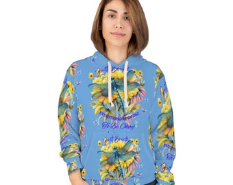 Unisex Pullover Hoodie (AOP) All Printed Firefly & Sunflowers, Birthday Gift Hoodie Mother's day, Hoodie Sunflower, Pullover Sweatshirts