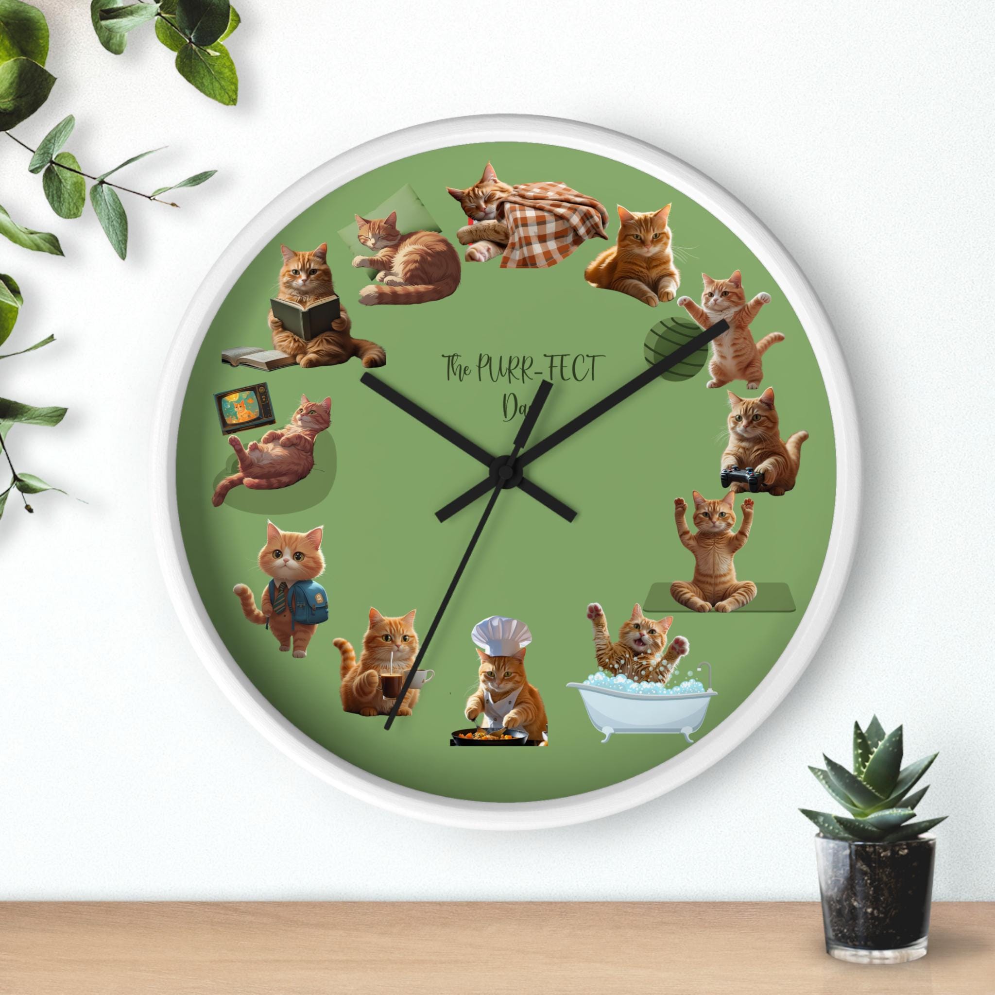 Rustic Cat Clock Whimsical Cat Wall Clock: Wooden Frame, Playful Home Decor - Etsy