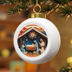 Christmas Ball Ornament Nativity Scene Christianity Merry Christmas Happy 2024