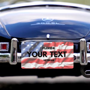 Custom Veteran License Plate - Personalized Patriotic Decor, Military Tribute, Gift for Veterans, Customizable License Tag, Unique Car