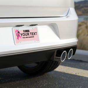 Targa personalizzata con nastro rosa: targhetta per auto per la sensibilizzazione sul cancro al seno