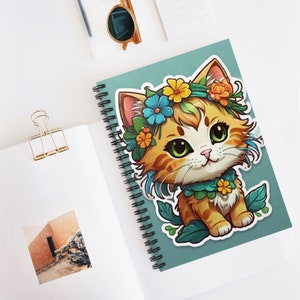Spiral Notebook - Ruled Line Cute Cat Cartoon Anime