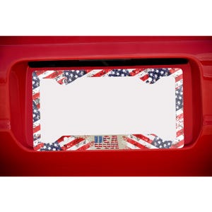 Patriottisch metalen nummerplaatlijst, ontwerp vlag VS, ideaal voor Independence Day, autodecoratie, cadeau voor veteranen