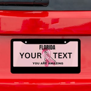 Targa personalizzata della Florida: Pink Ribbon Breast Cancer Awareness, targhetta personalizzata per auto