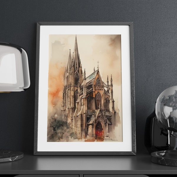 Grand Gothic Church | Watercolor Painting | Digital Art Print | SWD-WC-044