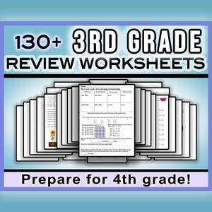 3rd Grade Worksheets Review Packet for Entering 4th Grade • Reading, Math, Writing - Summer Review for Prep & Practice • Printable Packet