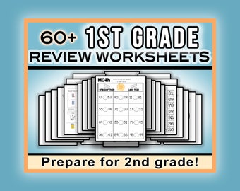 1st Grade Worksheets Review Packet for Entering 2nd Grade • Reading, Math, Writing - Summer Review for Prep & Practice • Printable Packet