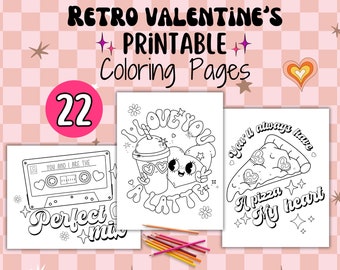 Retro Valentine's Day Coloring Pages | 22 Printable Pages | Perfect for adults, teens, & kids