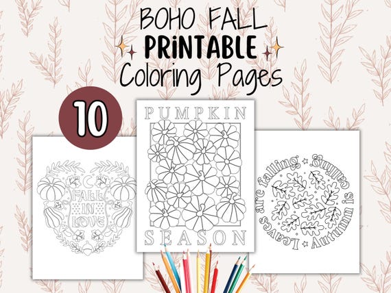 Boho Fall Coloring Pages | 10 Printable Pages | Perfect for adults, teens, & kids