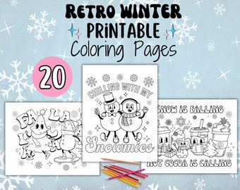 Retro Winter Coloring Pages | 20 Printable Pages | Perfect for adults, teens, & kids