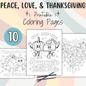 Peace, Love, & Thanksgiving Coloring Pages | 10 Printable Pages | Perfect for adults, teens, and kids
