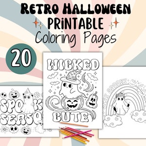 Retro Halloween Coloring Pages | 20 Printable Pages | Perfect for adults, teens, & kids