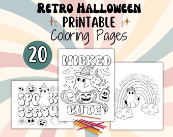 Retro Halloween Coloring Pages | 20 Printable Pages | Perfect for adults, teens, & kids