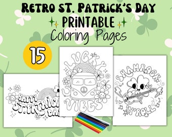 Retro St. Patrick's Day Coloring Pages | 15 Printable Pages | Perfect for adults, teens, & kids