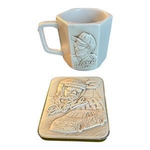 Dale Earnhardt NASCAR 50th Anniversary 3D Mug & Plaque Vintage 1998 Ceramic Collectable