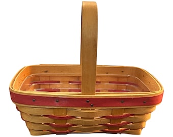 Longaberger Handwoven Basket With Plastic Liner Classic Design 8" X 5" X 3" 1998