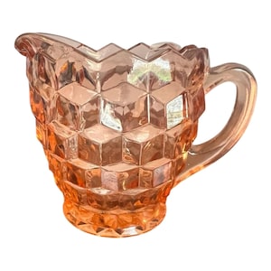 Vintage Fostoria Pink Cubist Glass Cream/Milk Pitcher 3.5" USA