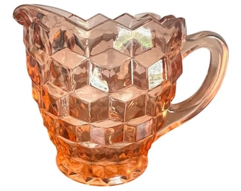 Vintage Fostoria Pink Cubist Glass Cream/Milk Pitcher 3.5" USA