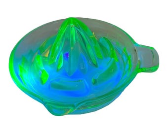 ヴィンテージ ウランガラス シトラスジューサー グリーン デプレッショングラス 直径5インチ ハンドル付き