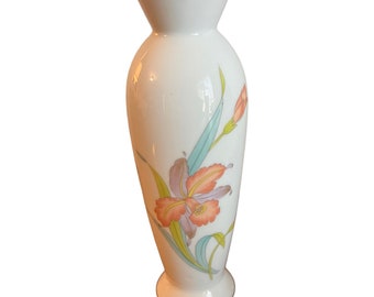 Otagiri Orchid Mist Bud Vase Made in Japan 6.75 in Gold Trim Rim