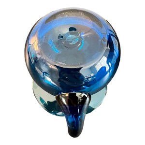 Vintage mundgeblasene Kobaltblau Glaskrug mit Griff Pinched Rim 4 1/4 Bild 6
