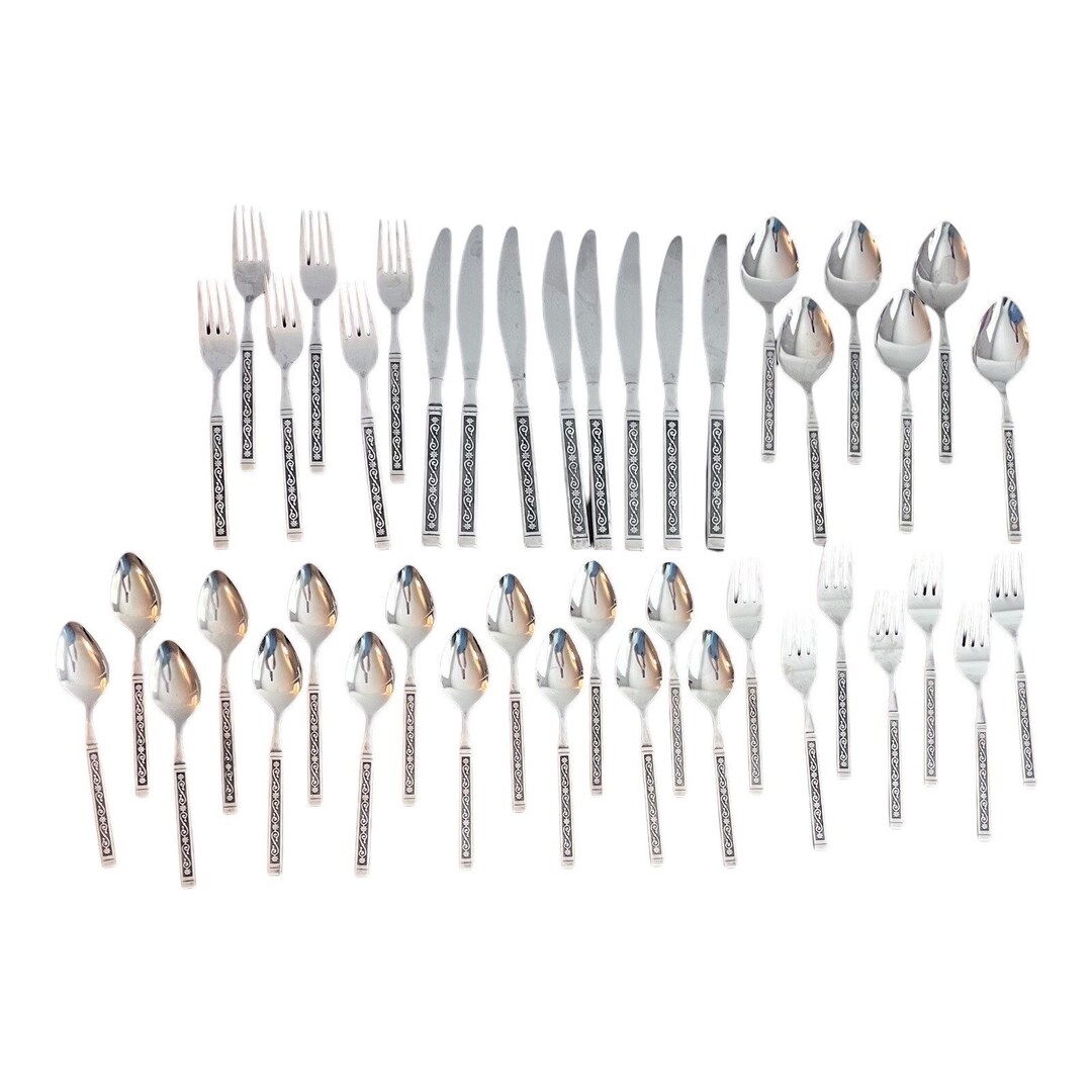 Oneida SSS MIDNIGHT Flatware Stainless Steel Burnished Scroll Handle