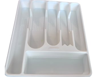 Bandeja Rubbermaid Talheres Talheres Organizador de gaveta Vtg 2925 Branco 1994