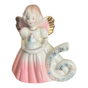 Vintage Josef Originals Geburtstagskind Engel Alter 6 Figur Porzellan 10 cm