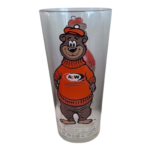 Vintage A&W Family Restaurant Drinking Glass The GREAT ROOT BEAR Root Beer 6.25”