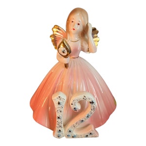 Vintage Josef Originals Birthday Angel Pink 12,  Porcelain Doll Figurine