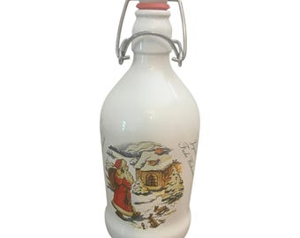Vintage German Christmas Santa Beer Bottle 8" Franz Joseph Jubelfest Stein Jug