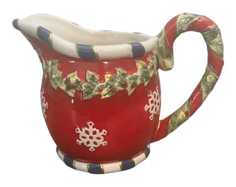 Fitz & Floyd Old World Christmas Holly Snowflake Creamer 4"