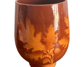Alvino Bagni Breated in Italy Leaf Pattern 7.5" Vase Brown