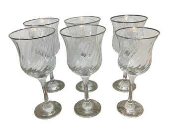 6 Crystal Clear Industries Regent Gold Swirl Wine, Water Glasses Set See Description