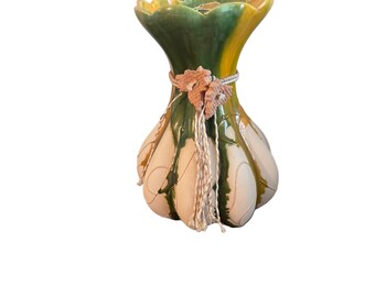 Vintage Aruba Pottery Art Deco Ceramic Vase with Drip Glaze 6.5 in