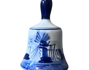 Vintage pintado a mano Delfts Blauw azul blanco campana molino de viento 3 pulgadas cerámica 601