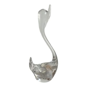 Art Glass Swan Hand Blown Figurine  Statue Clear Glass 9.5" Tall